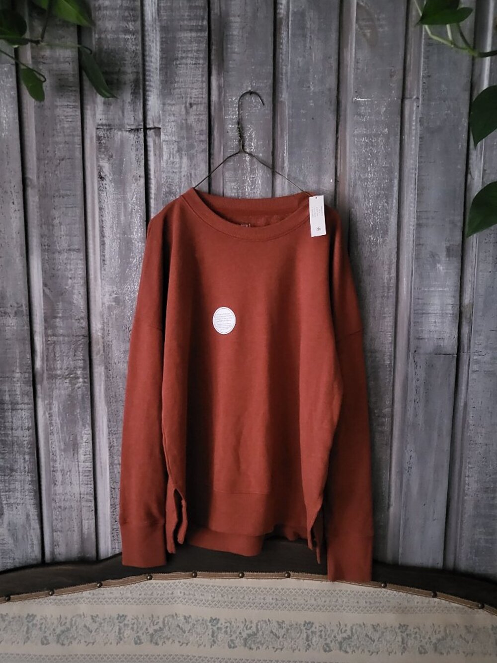Time and Tru Small Auburn Sun Crewneck Sweatshirt High Low Slit Hem